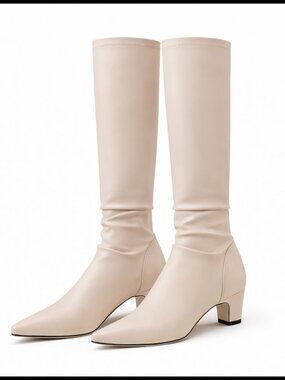 Women's Apricot-h Ployurethane Toe Heel Cowgirl Boots with Pull Tabs
